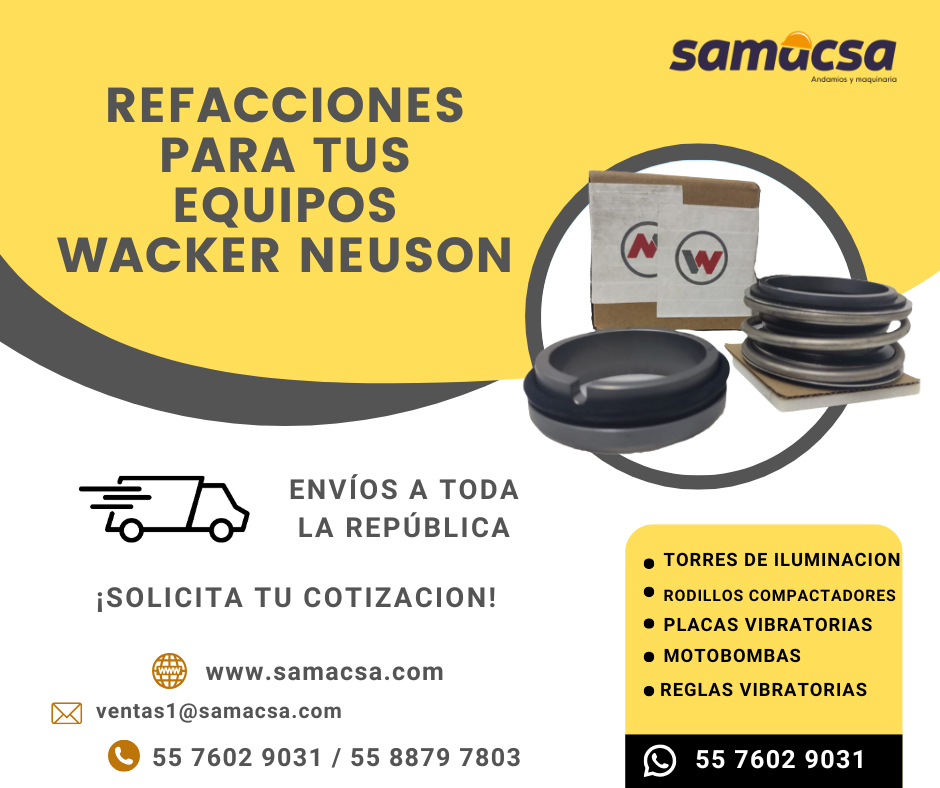¿BUSCAS REFACCIONES WACKER NEUSON? ¡SAMACSA LAS TIENE!